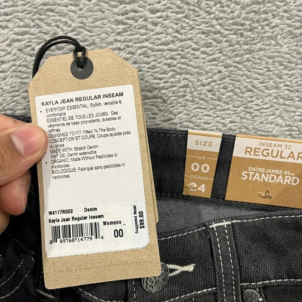 prAna Kayla High Rise Jeans Denim Solid Women's 00 24 Stretch 32